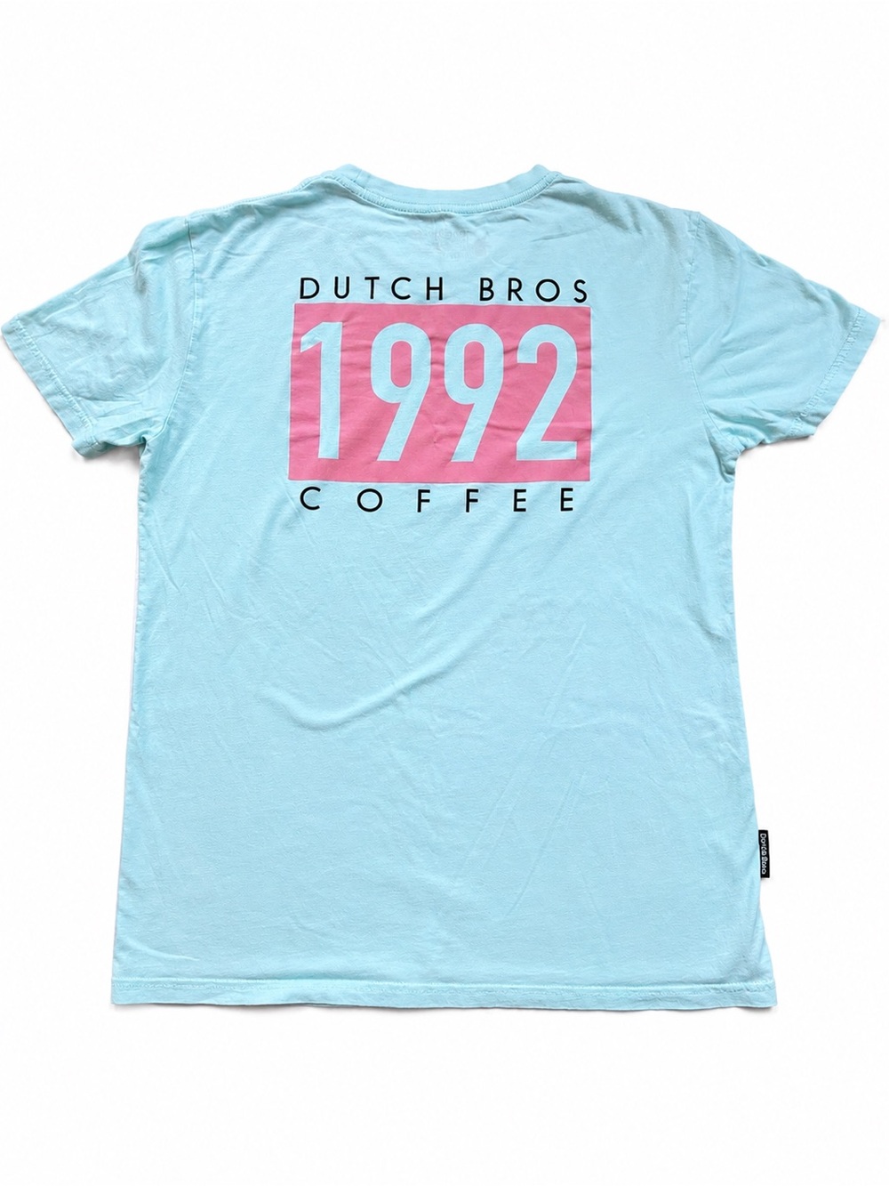 Dutch Bros Light Blue Short Sleeve Tee with Pink 1992 Graphic